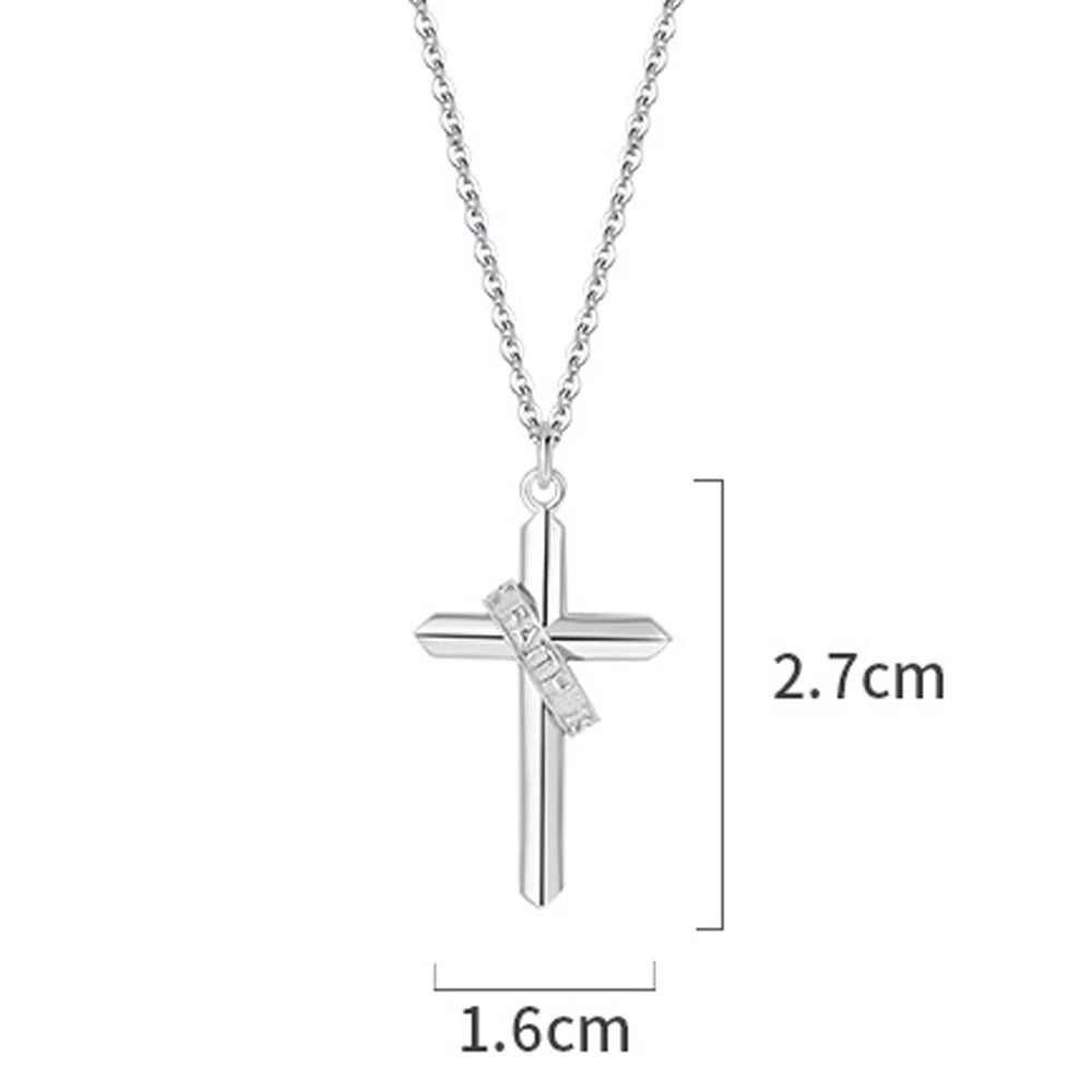 Veritas Sterling Silver Bible Verse Cross Necklace