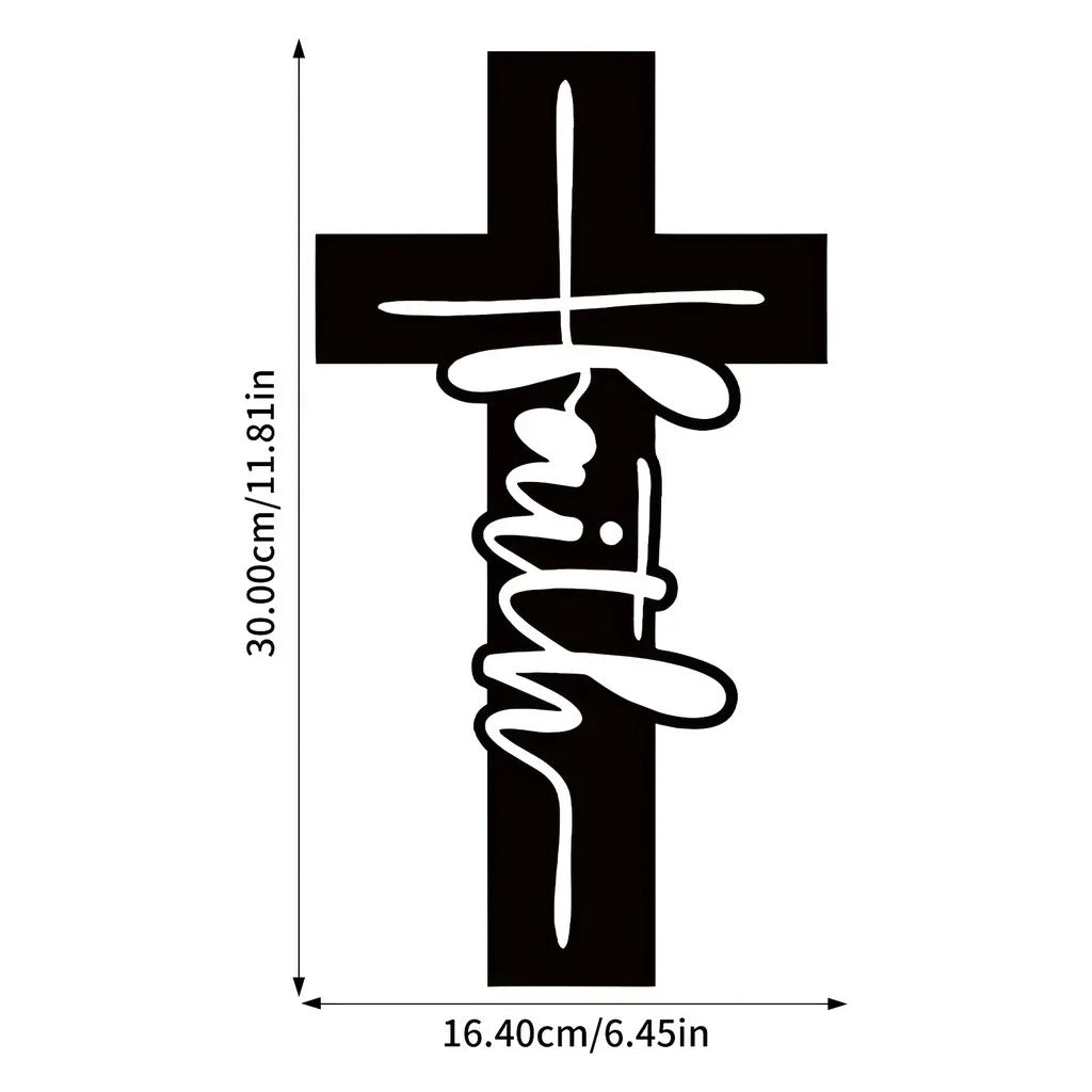 Faith Cursive Cross Metal Wall Art