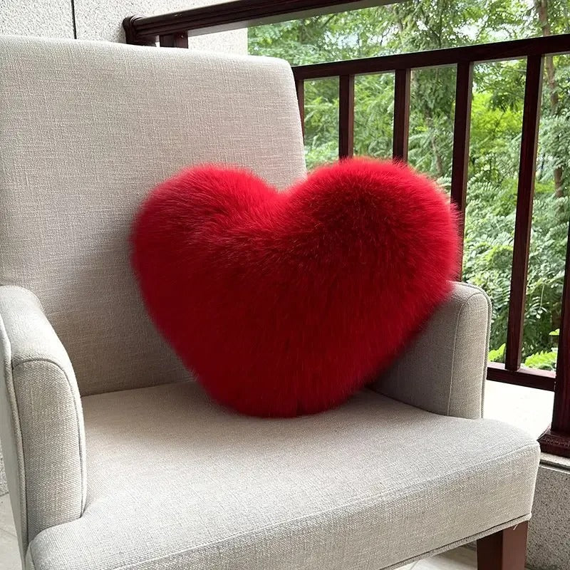 Luxe Heart Faux Fur Cushion