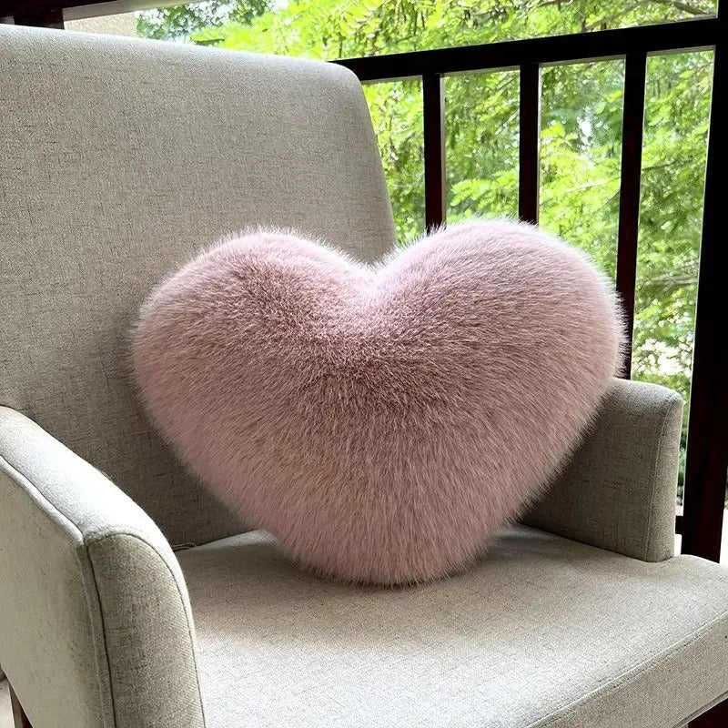 Luxe Heart Faux Fur Cushion