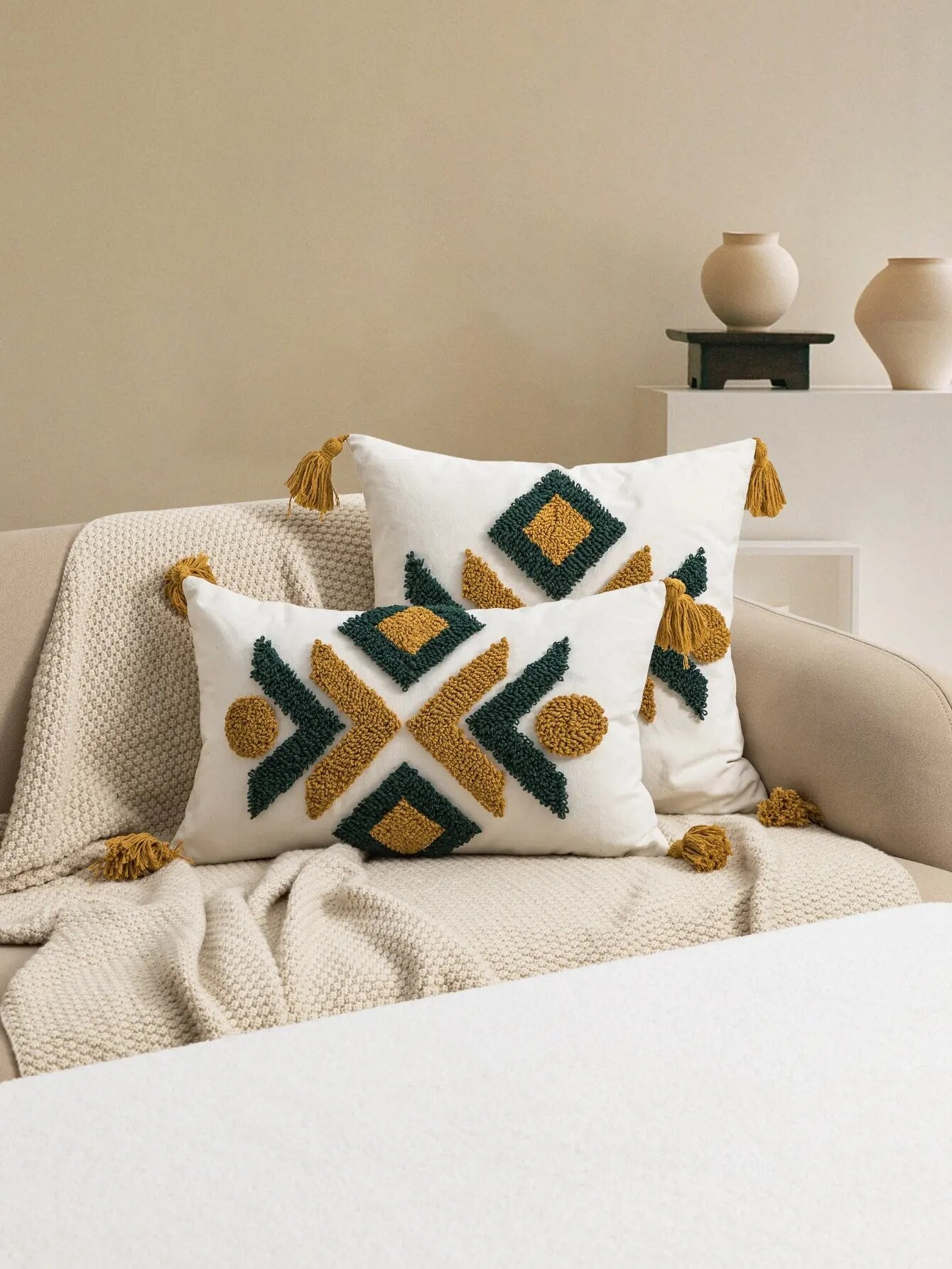 Bohemian Pattern Two-Tone Cushion Cover