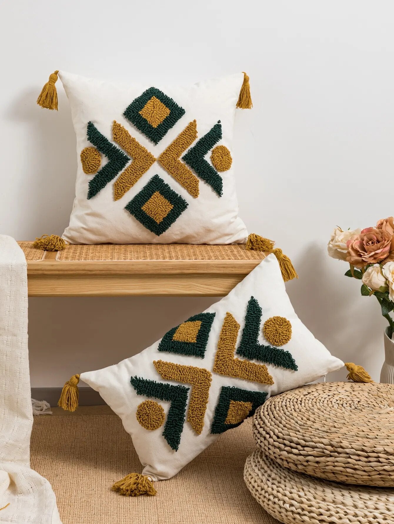Bohemian Pattern Two-Tone Cushion Cover