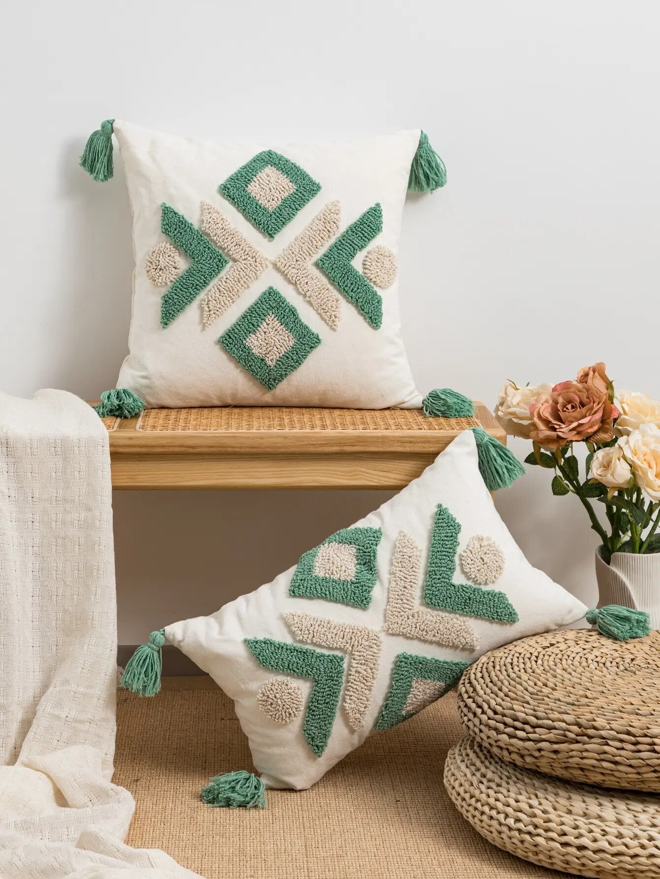 Bohemian Pattern Two-Tone Cushion Cover