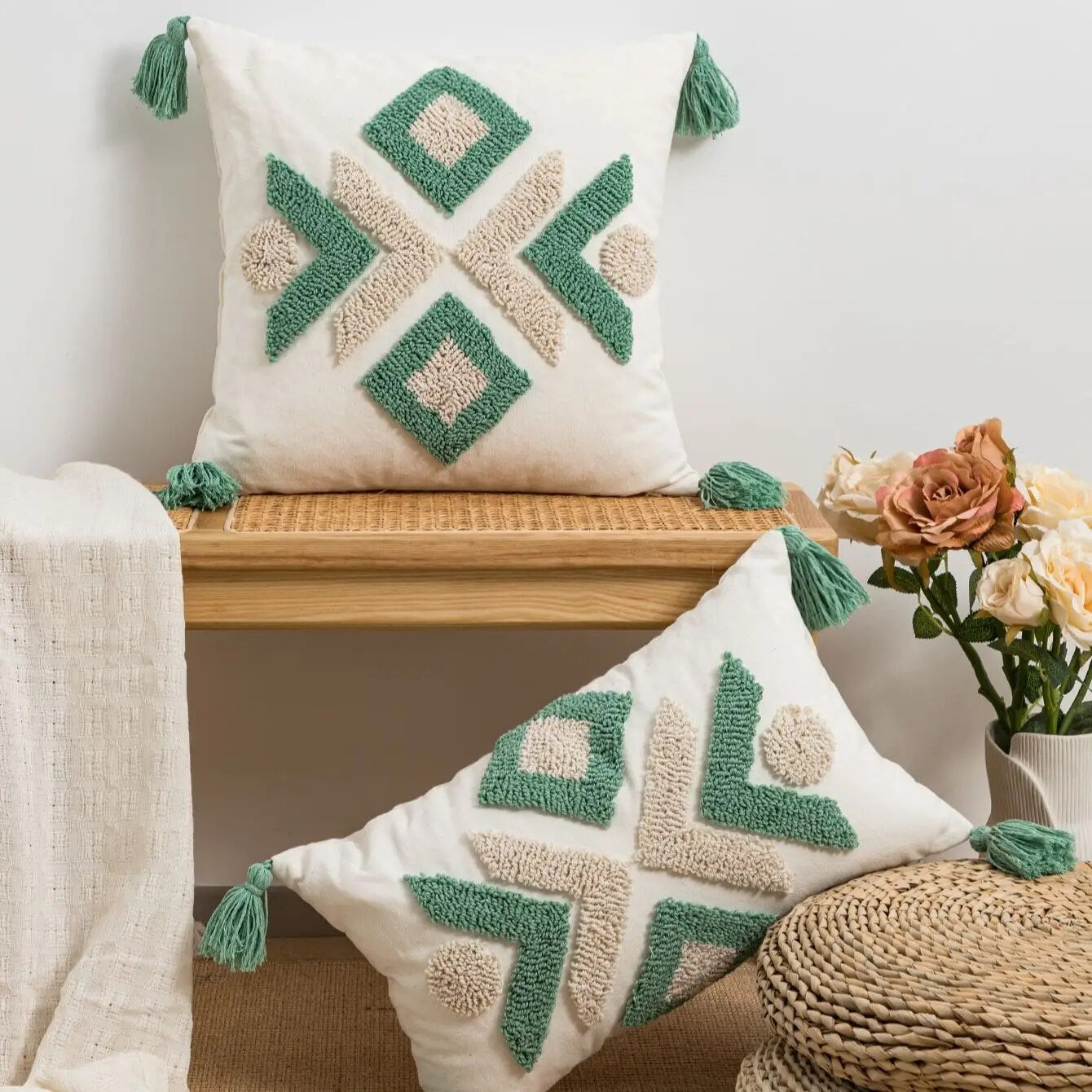 Bohemian Pattern Two-Tone Cushion Cover