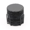 8pc Black Round Slate Coasters