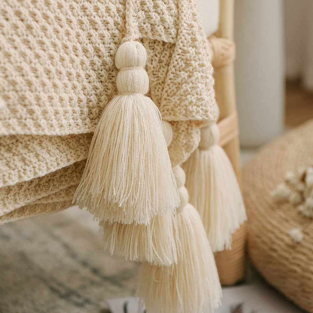 Knit Plaid Bohemian Throw Blanket