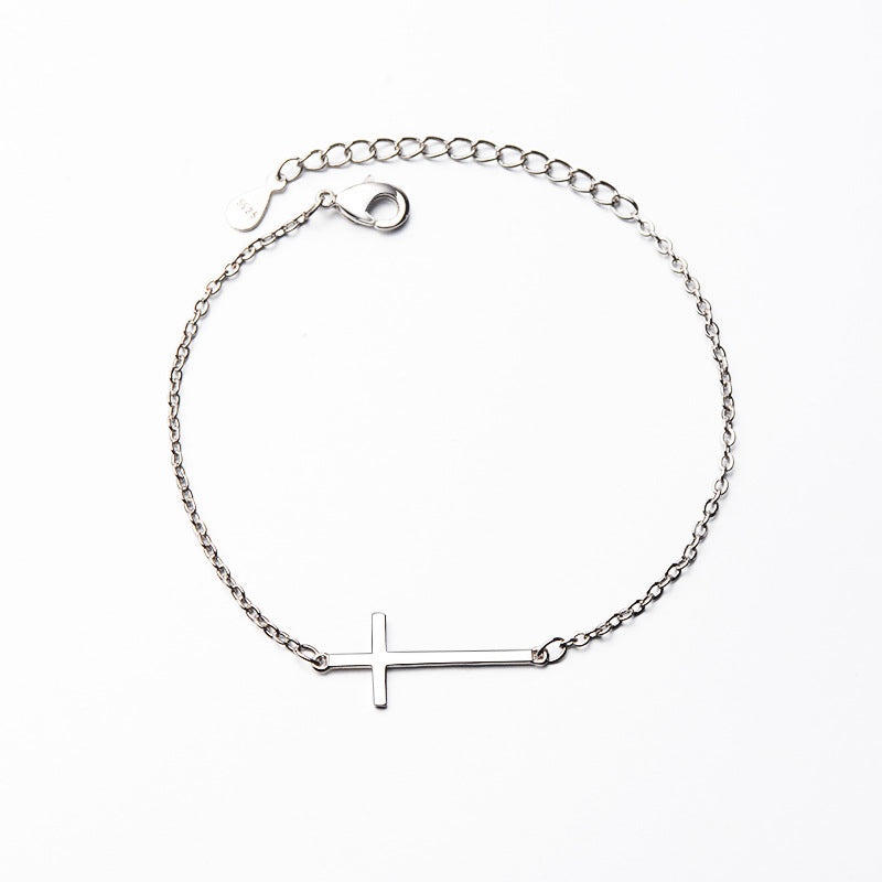 Sterling Silver Elegant Cross Bracelet