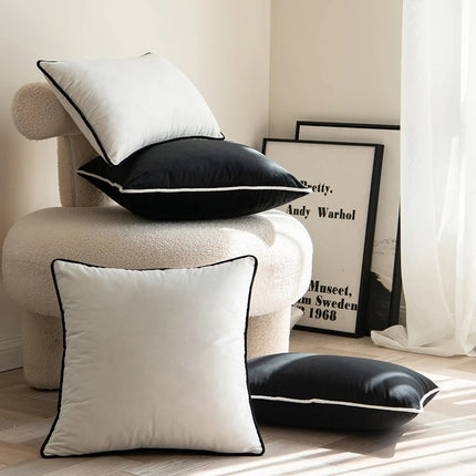 Bordered Monochrome Cushion Cover