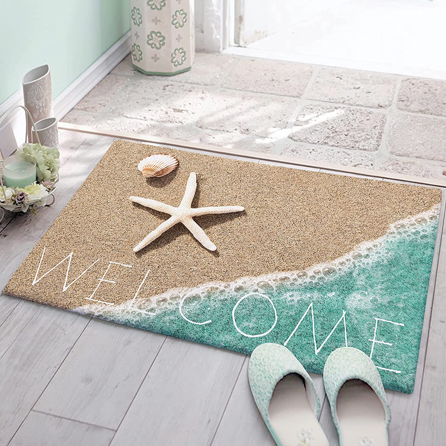 Coastal Beach Soft Flannel Door Mat