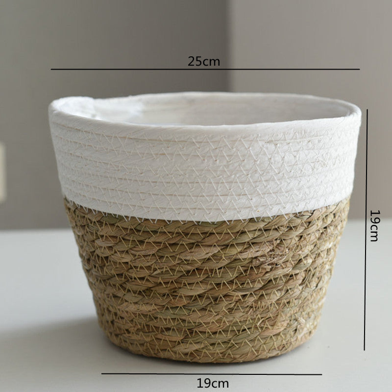 Woven Straw Flower and Plant Pot