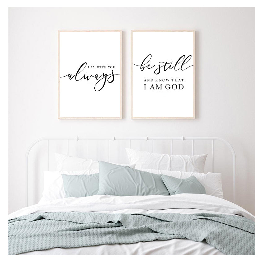 Christian Cursive Quotes Printed Wall Art