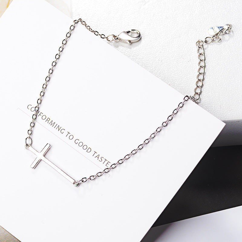 Sterling Silver Elegant Cross Bracelet