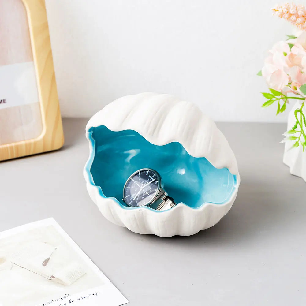 White Ceramic Shell Jewellery Tray