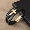 Braided Leather Cross Men's Bracelet