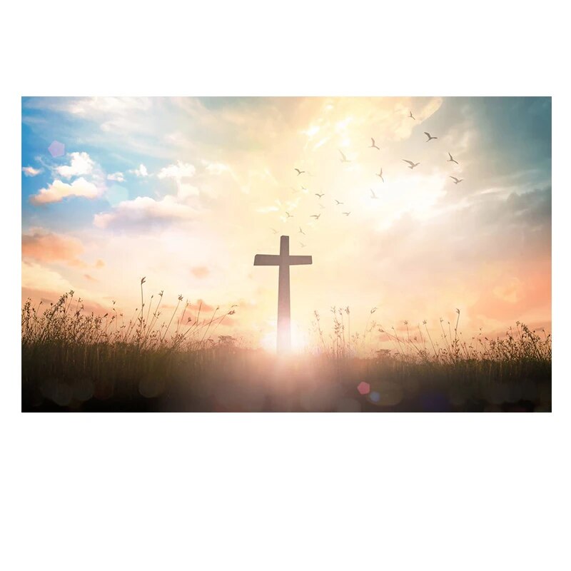 Cross Sunset Canvas Wall Art