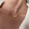 Gold Sideways Cross Pendant Necklace