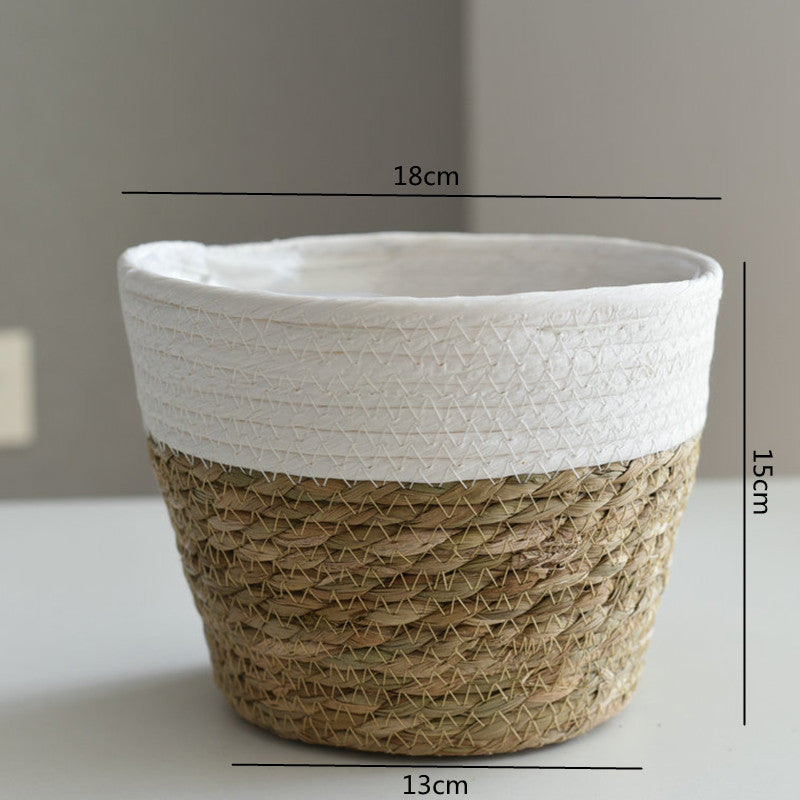 Woven Straw Flower and Plant Pot