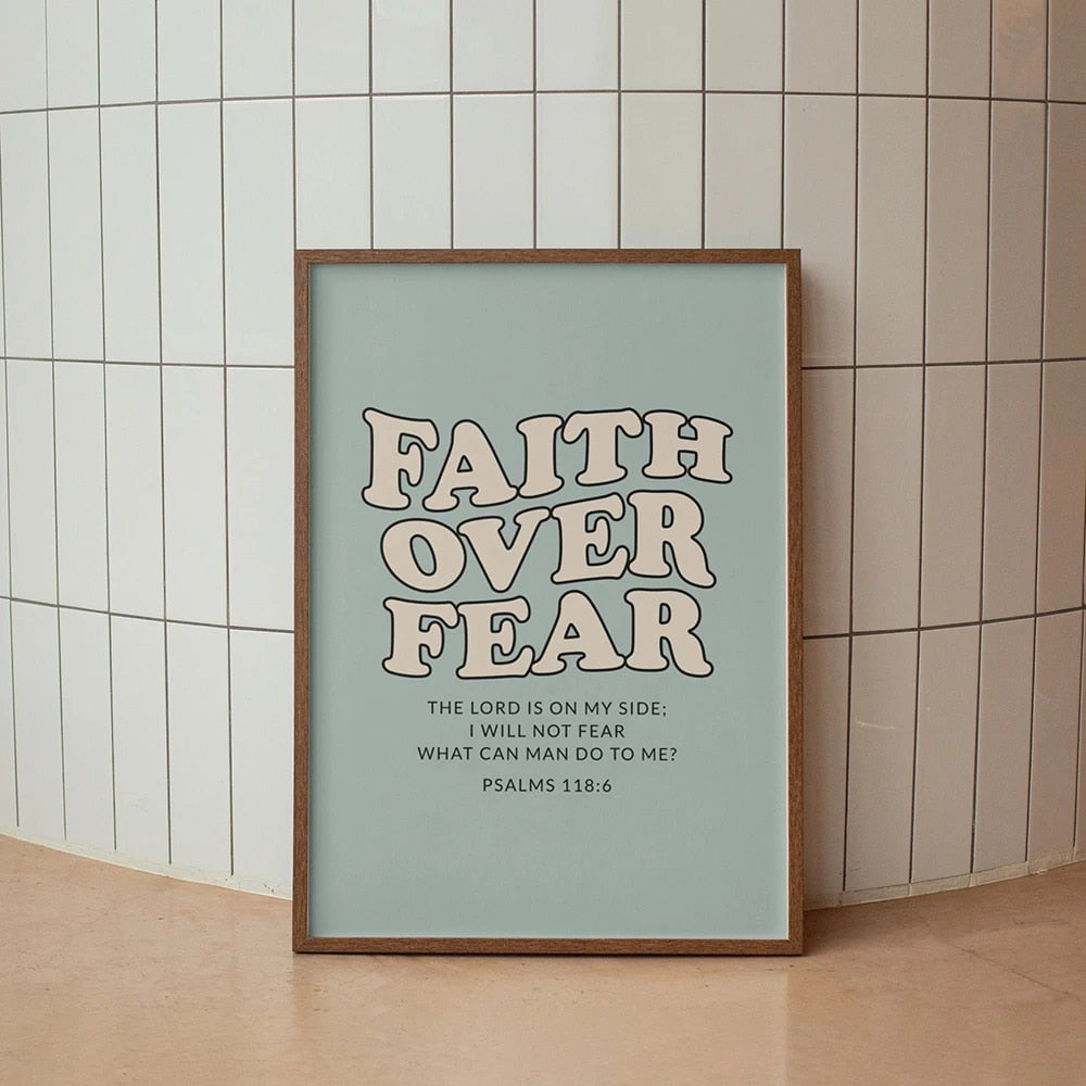 Faith Over Fear Psalms Retro Font Canvas