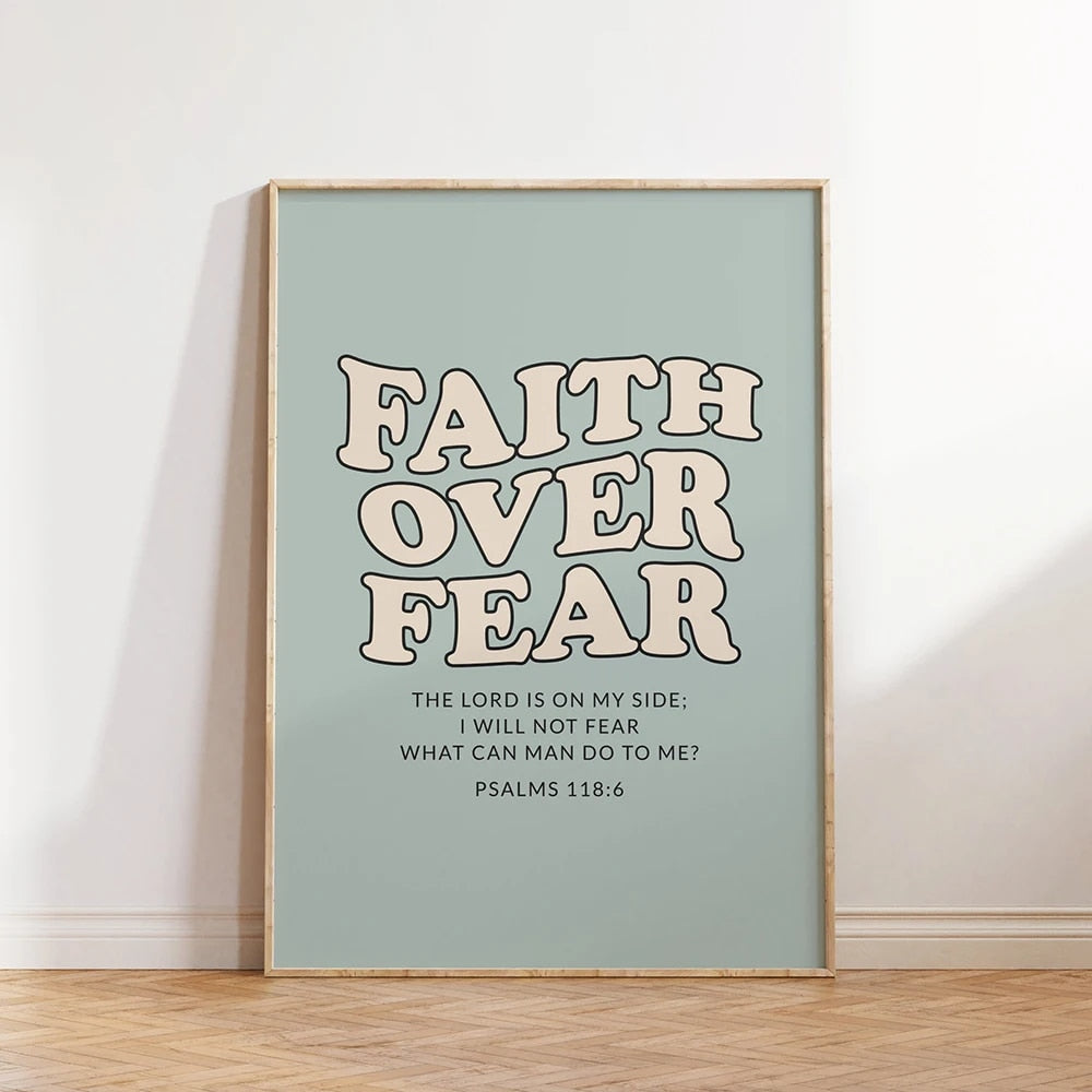 Faith Over Fear Psalm Retro Font Canvas