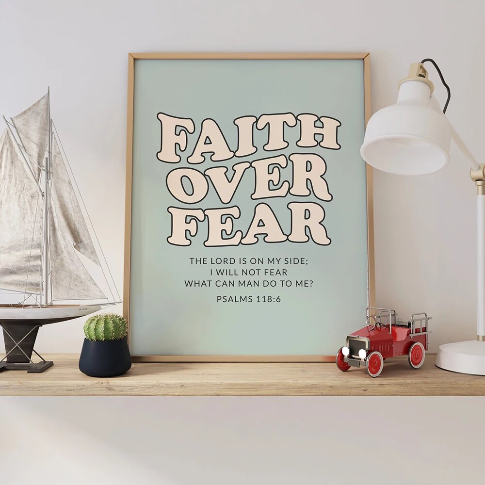 Faith Over Fear Psalm Retro Font Canvas