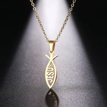 Stainless Steel Jesus Fish Necklace