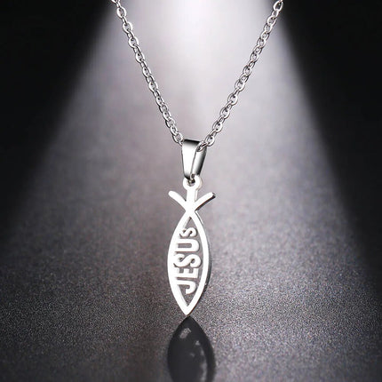 Stainless Steel Jesus Fish Necklace