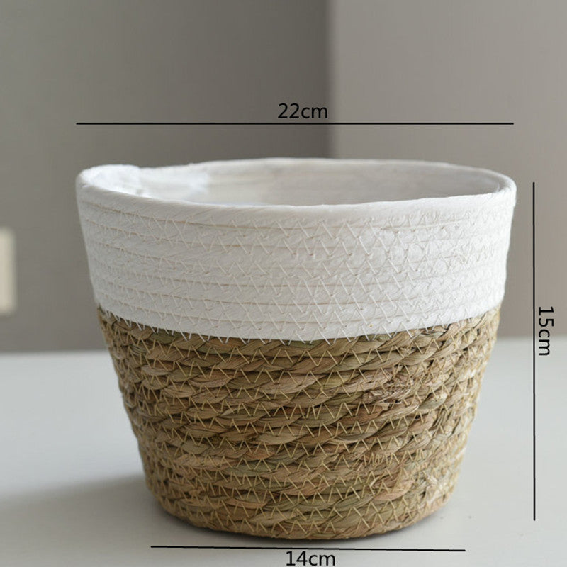 Woven Straw Flower and Plant Pot