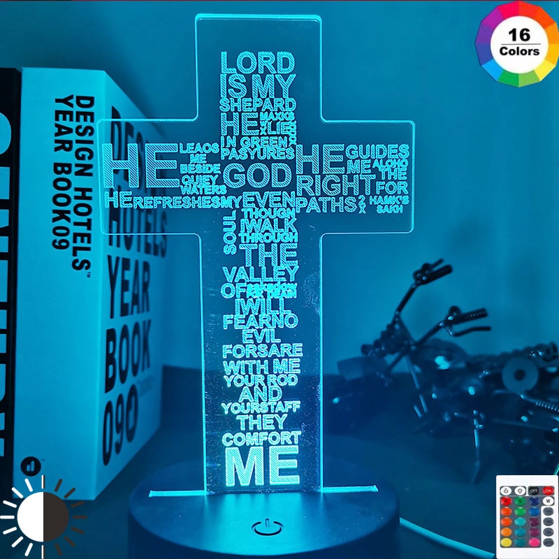 Psalms Cross LED Night Lamp