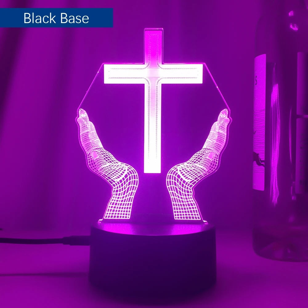 Worship Hands Cross LED Night Lamp