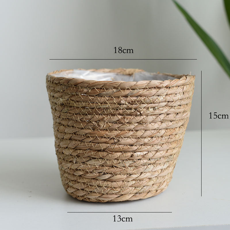 Woven Straw Flower and Plant Pot