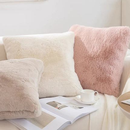 Faux Rabbit Short Fur Cushion Cover