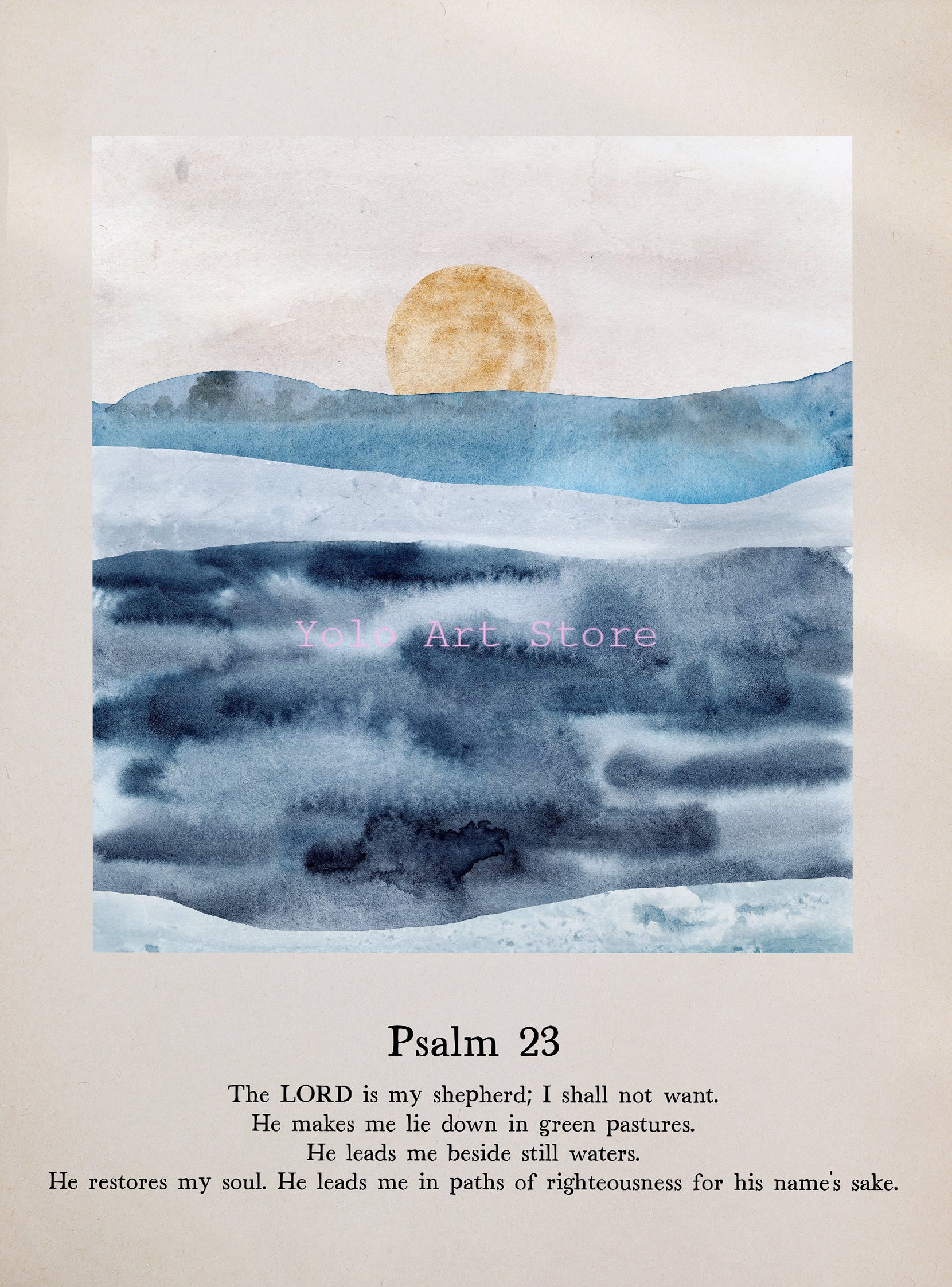 Psalm Water Colour Printed Wall Art