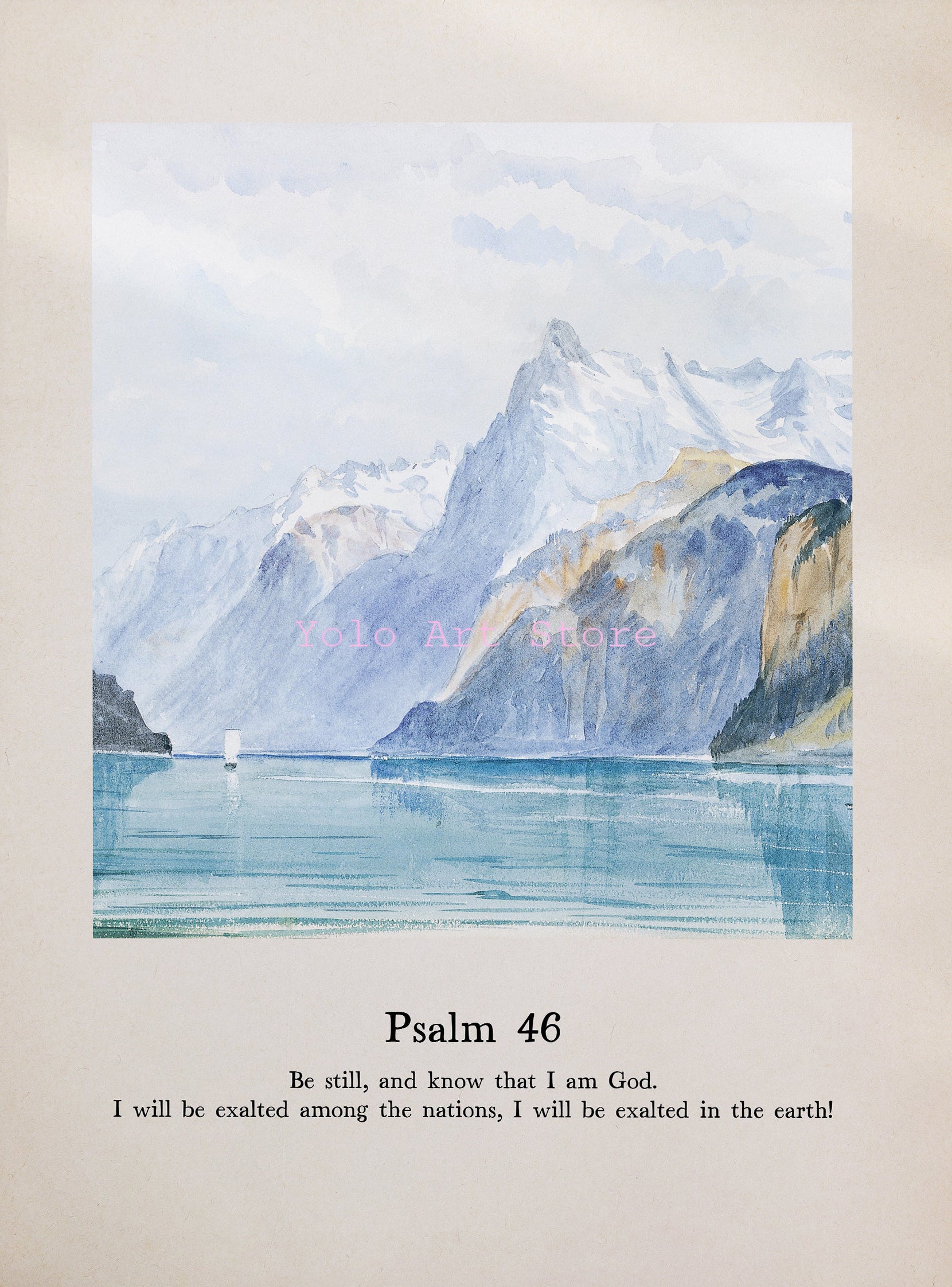 Psalms Water Painting Scripture Printed Wall Art