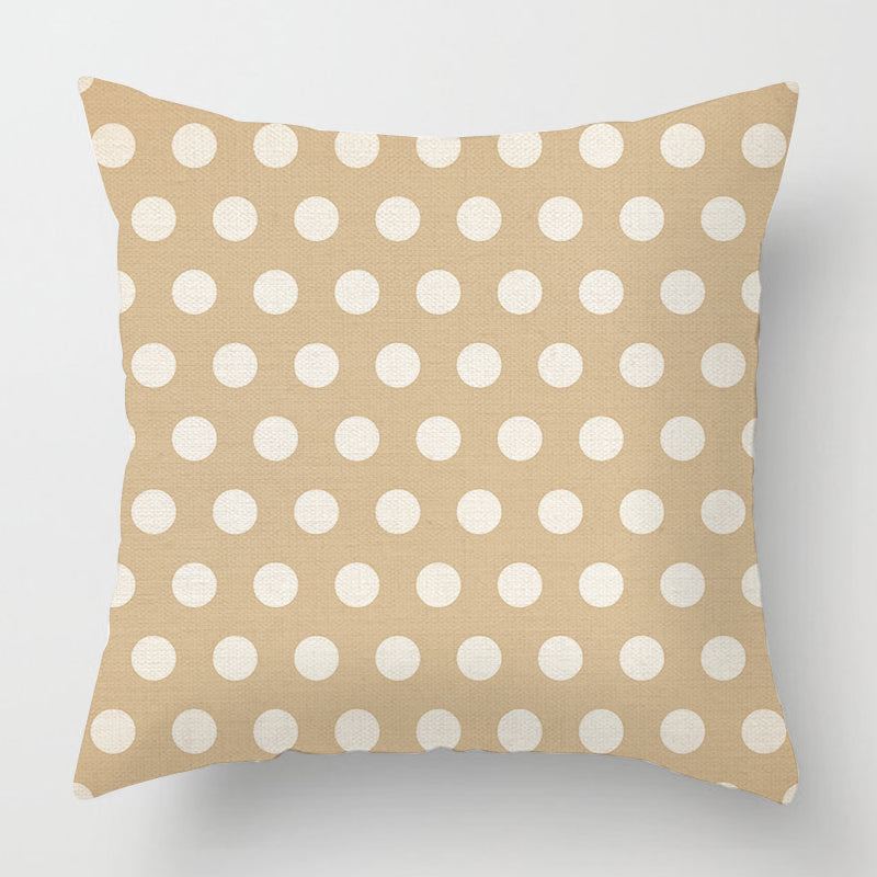 Geometric Light Brown Linen Patterned Cushion Cover