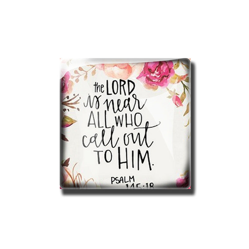 Bible Verse Floral Glass Dome Fridge Magnets