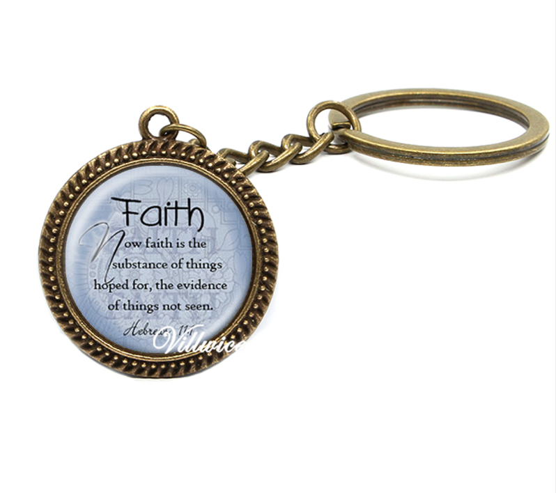 Faith & Strength Inspirational Christian Vintage Style Keychain