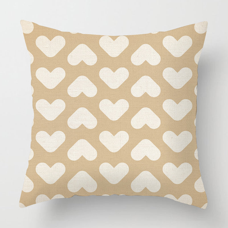 Geometric Light Brown Linen Patterned Cushion Cover