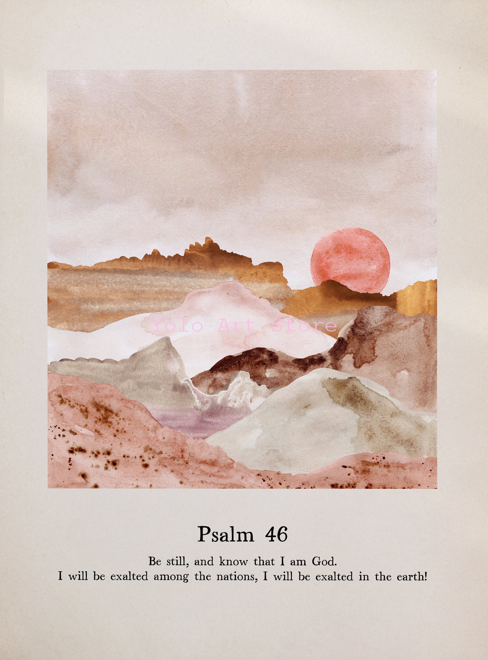 Psalms Water Painting Scripture Printed Wall Art