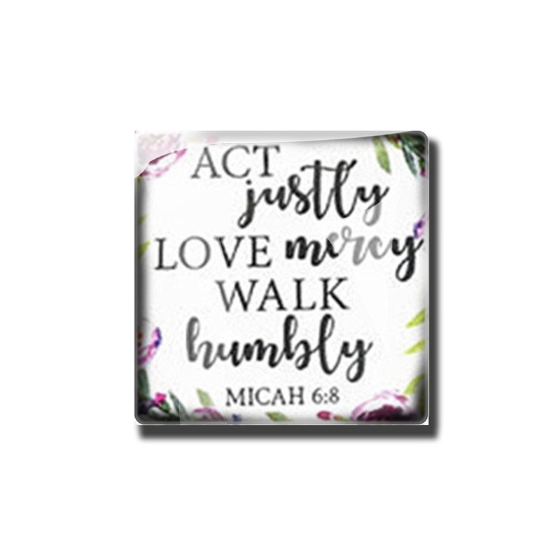 Bible Verse Floral Glass Dome Fridge Magnets