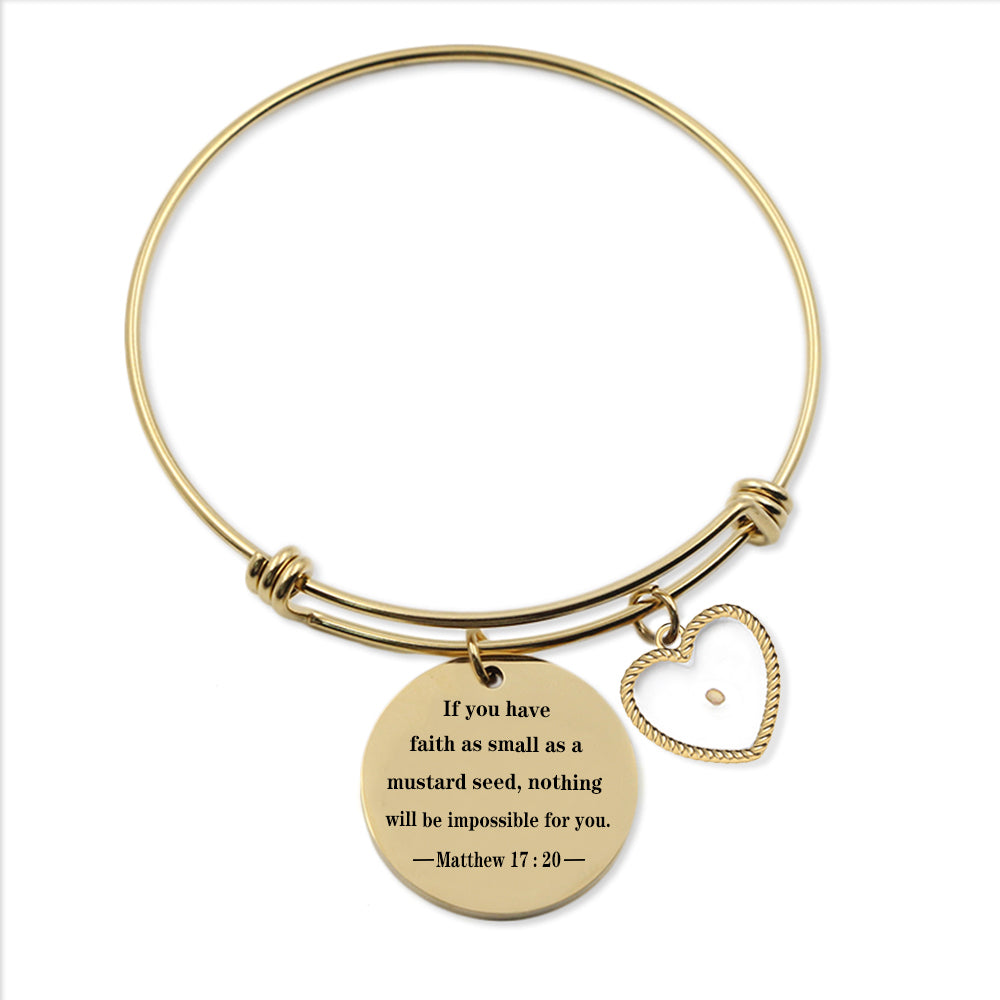 Matthew 17:20 Mustard Seed Heart Bangle