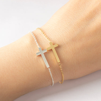 Stainless Steel Cross Pendant Plated Bracelet