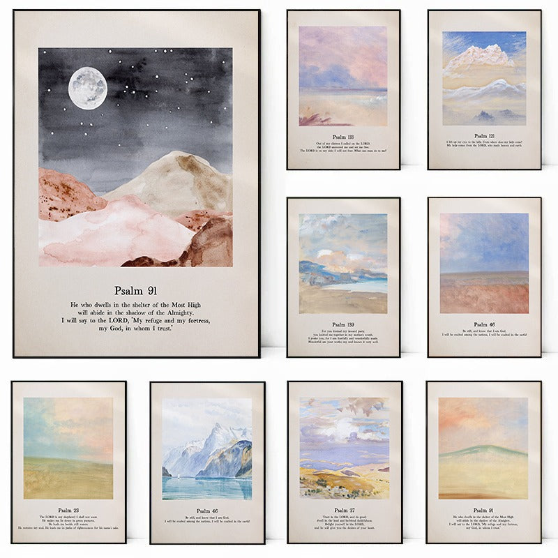 Psalm Water Colour Printed Wall Art