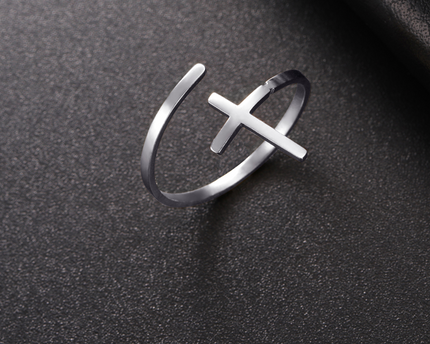 Adjustable Classic Stainless Steel Cross Ring