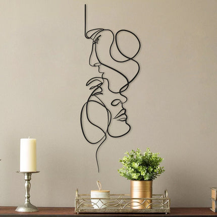 Abstract Faces Hanging Metal Wall Decoration