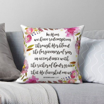 In Him We have Redemption Ephesians 1:7 Cushion Cover