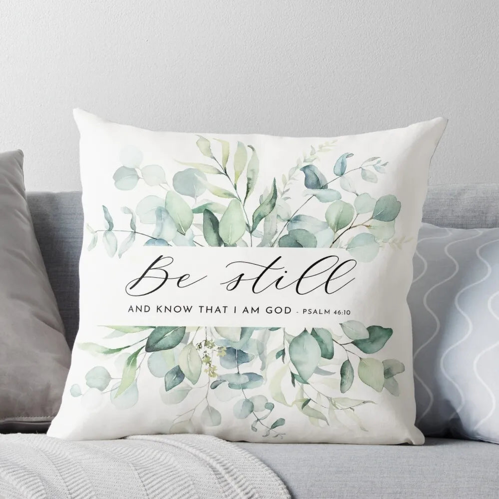 Be Still Psalm 46:10 Embroidered Cushion Cover