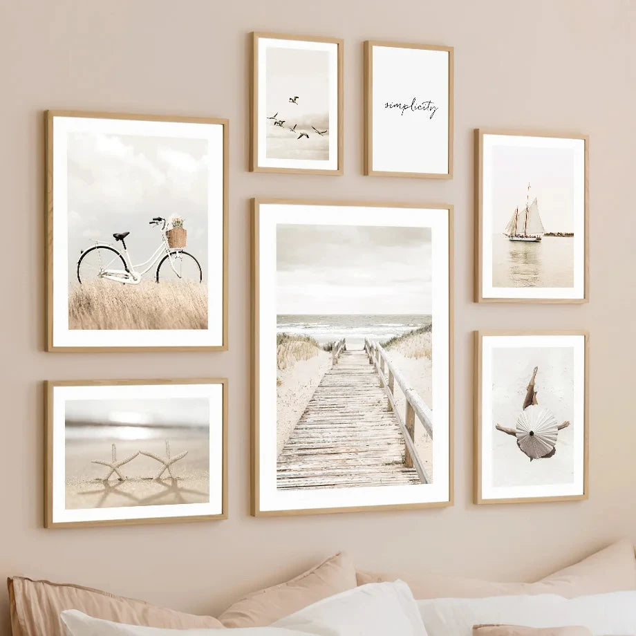 Beige Coastal Lifestyle Print Wall Art