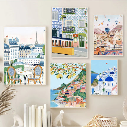 Painting Style City Travel Printed Wall Art