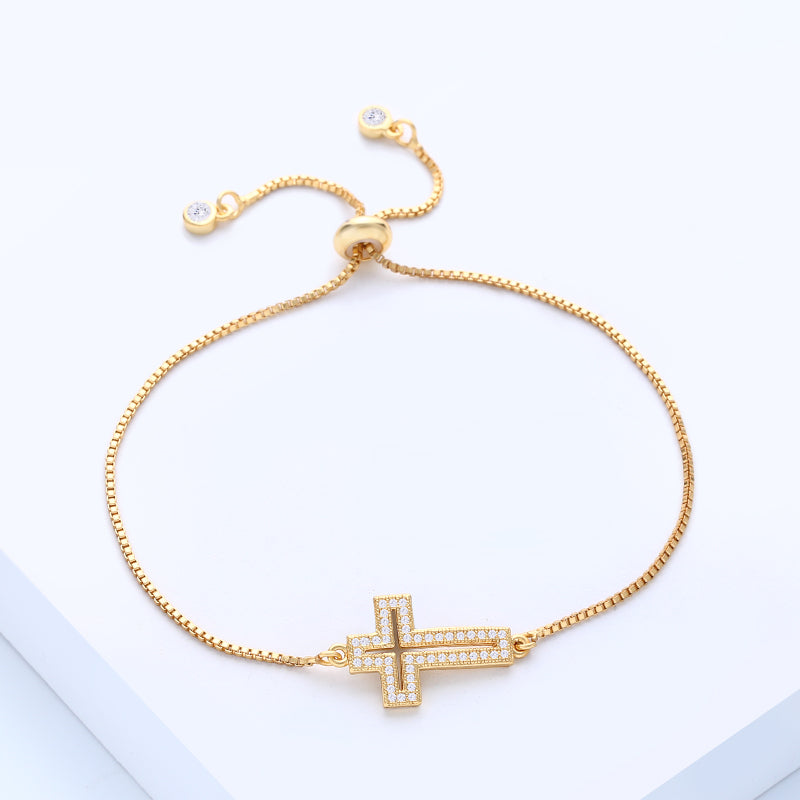 Cubic Zirconia Sideways Cross Bracelet
