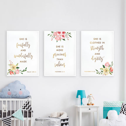 Psalms and Proverbs Floral Printed Wall Art